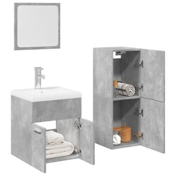 ARDEBO.de - 3-tlg. Badmöbel-Set Betongrau Holzwerkstoff
