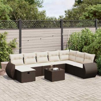 ARDEBO.de - 9-tlg. Garten-Sofagarnitur mit Kissen Braun Poly Rattan