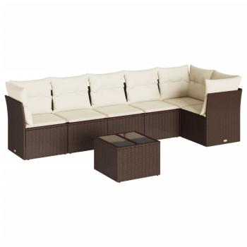 ARDEBO.de - 7-tlg. Garten-Sofagarnitur mit Kissen Braun Poly Rattan