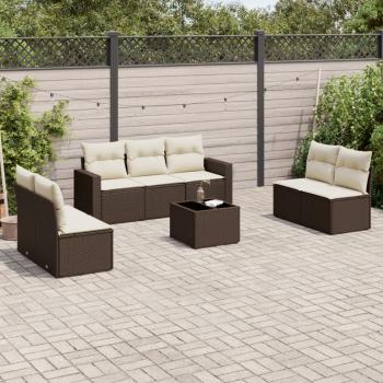 ARDEBO.de - 8-tlg. Garten-Sofagarnitur mit Kissen Braun Poly Rattan