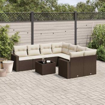 ARDEBO.de - 9-tlg. Garten-Sofagarnitur mit Kissen Braun Poly Rattan