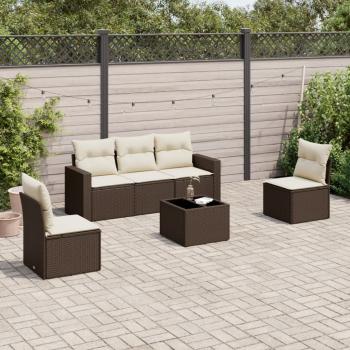 ARDEBO.de - 6-tlg. Garten-Sofagarnitur mit Kissen Braun Poly Rattan