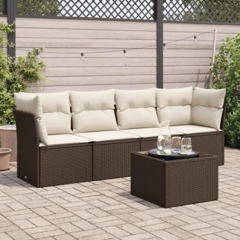 ARDEBO.de - 5-tlg. Garten-Sofagarnitur mit Kissen Braun Poly Rattan