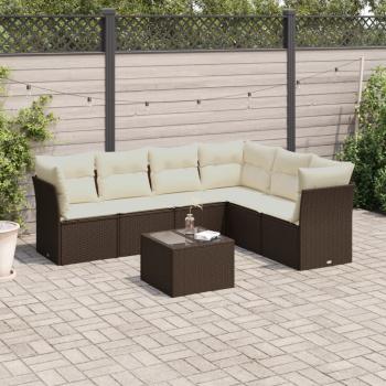 ARDEBO.de - 7-tlg. Garten-Sofagarnitur mit Kissen Braun Poly Rattan