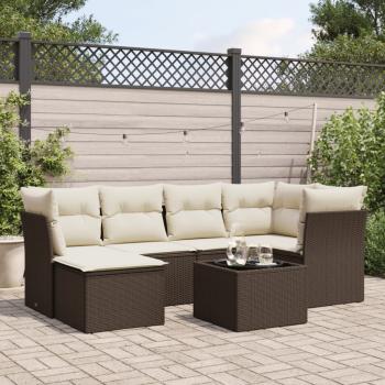 ARDEBO.de - 7-tlg. Garten-Sofagarnitur mit Kissen Braun Poly Rattan