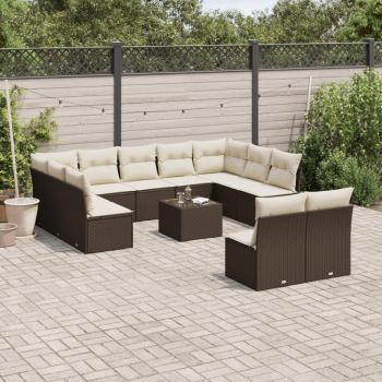 ARDEBO.de - 12-tlg. Garten-Sofagarnitur mit Kissen Braun Poly Rattan