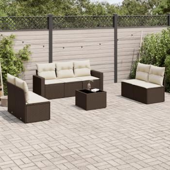 ARDEBO.de - 8-tlg. Garten-Sofagarnitur mit Kissen Braun Poly Rattan