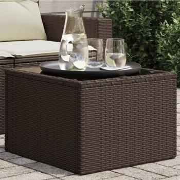 ARDEBO.de - Gartentisch mit Glasplatte Braun 55x55x37 cm Poly Rattan
