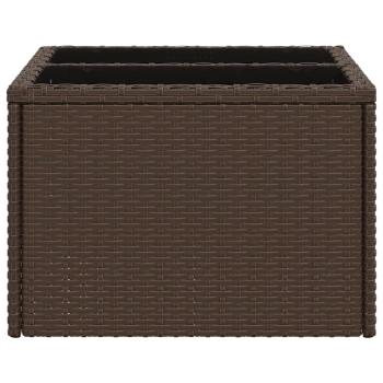 Gartentisch mit Glasplatte Braun 55x55x37 cm Poly Rattan
