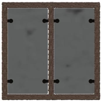 Gartentisch mit Glasplatte Braun 55x55x37 cm Poly Rattan