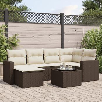 ARDEBO.de - 7-tlg. Garten-Sofagarnitur mit Kissen Braun Poly Rattan