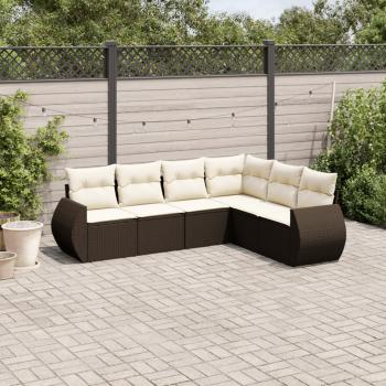 ARDEBO.de - 6-tlg. Garten-Sofagarnitur mit Kissen Braun Poly Rattan
