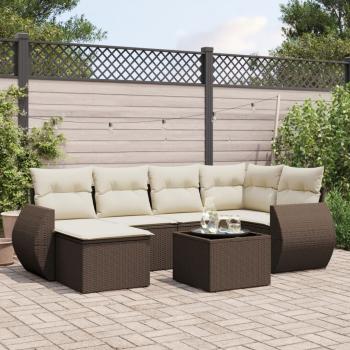 ARDEBO.de - 7-tlg. Garten-Sofagarnitur mit Kissen Braun Poly Rattan