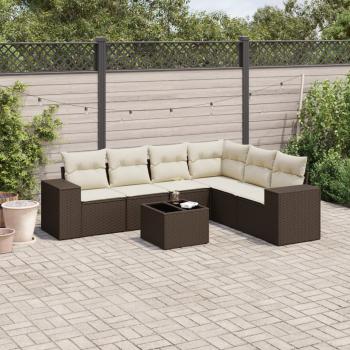 ARDEBO.de - 7-tlg. Garten-Sofagarnitur mit Kissen Braun Poly Rattan
