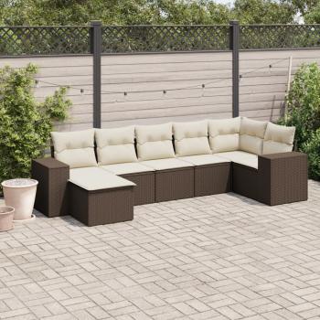 ARDEBO.de - 7-tlg. Garten-Sofagarnitur mit Kissen Braun Poly Rattan