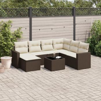 ARDEBO.de - 8-tlg. Garten-Sofagarnitur mit Kissen Braun Poly Rattan