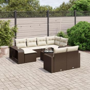 ARDEBO.de - 11-tlg. Garten-Sofagarnitur mit Kissen Braun Poly Rattan