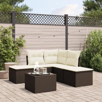 ARDEBO.de - 6-tlg. Garten-Sofagarnitur mit Kissen Braun Poly Rattan