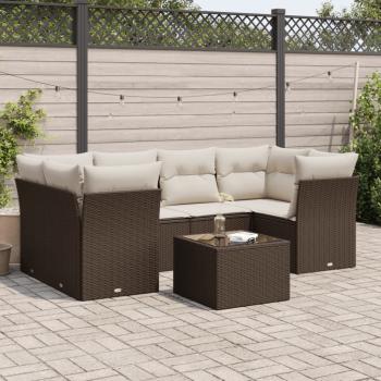 ARDEBO.de - 7-tlg. Garten-Sofagarnitur mit Kissen Braun Poly Rattan