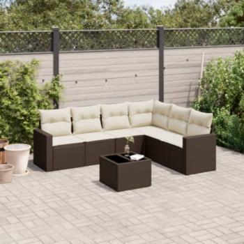 ARDEBO.de - 7-tlg. Garten-Sofagarnitur mit Kissen Braun Poly Rattan