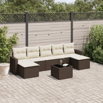 ARDEBO.de - 8-tlg. Garten-Sofagarnitur mit Kissen Braun Poly Rattan