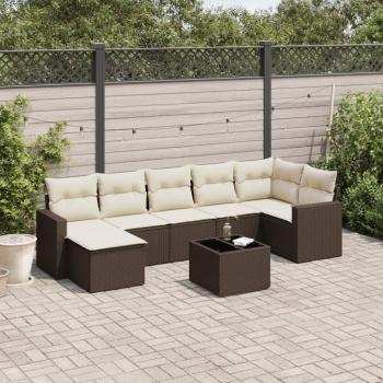 ARDEBO.de - 8-tlg. Garten-Sofagarnitur mit Kissen Braun Poly Rattan