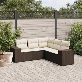 ARDEBO.de - 5-tlg. Garten-Sofagarnitur mit Kissen Braun Poly Rattan