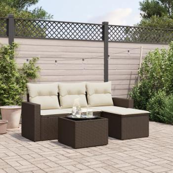 ARDEBO.de - 5-tlg. Garten-Sofagarnitur mit Kissen Braun Poly Rattan
