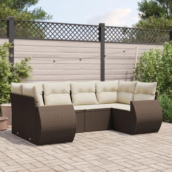 ARDEBO.de - 6-tlg. Garten-Sofagarnitur mit Kissen Braun Poly Rattan