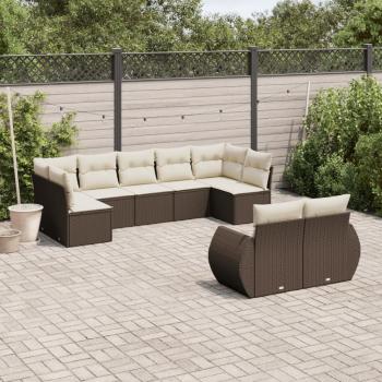 ARDEBO.de - 9-tlg. Garten-Sofagarnitur mit Kissen Braun Poly Rattan