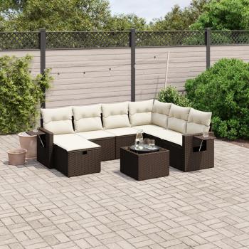 ARDEBO.de - 8-tlg. Garten-Sofagarnitur mit Kissen Braun Poly Rattan
