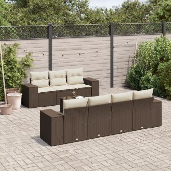 ARDEBO.de - 8-tlg. Garten-Sofagarnitur mit Kissen Braun Poly Rattan