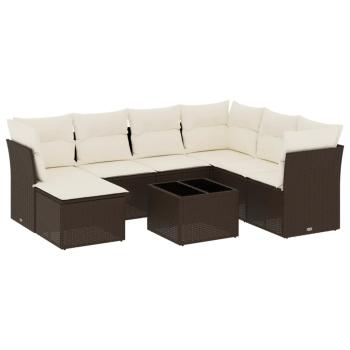 ARDEBO.de - 8-tlg. Garten-Sofagarnitur mit Kissen Braun Poly Rattan