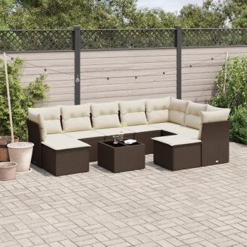 ARDEBO.de - 10-tlg. Garten-Sofagarnitur mit Kissen Braun Poly Rattan