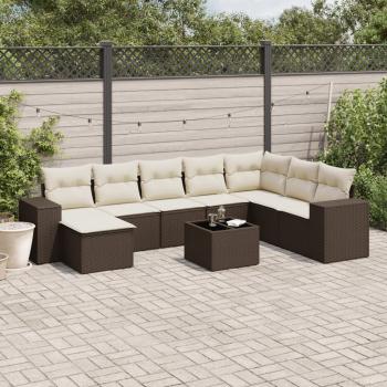 ARDEBO.de - 9-tlg. Garten-Sofagarnitur mit Kissen Braun Poly Rattan