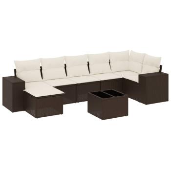 ARDEBO.de - 8-tlg. Garten-Sofagarnitur mit Kissen Braun Poly Rattan
