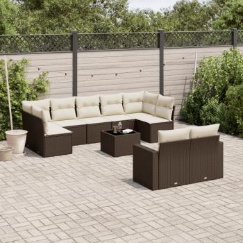 ARDEBO.de - 10-tlg. Garten-Sofagarnitur mit Kissen Braun Poly Rattan