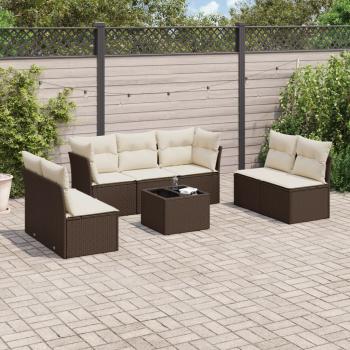 ARDEBO.de - 8-tlg. Garten-Sofagarnitur mit Kissen Braun Poly Rattan