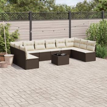 ARDEBO.de - 11-tlg. Garten-Sofagarnitur mit Kissen Braun Poly Rattan