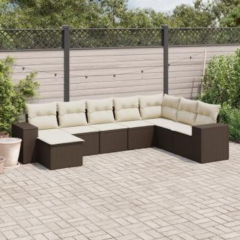 ARDEBO.de - 8-tlg. Garten-Sofagarnitur mit Kissen Braun Poly Rattan