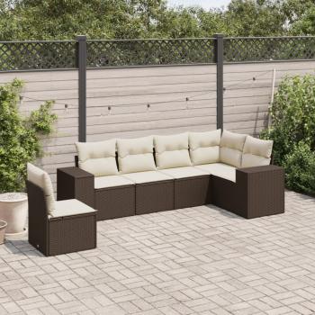 ARDEBO.de - 6-tlg. Garten-Sofagarnitur mit Kissen Braun Poly Rattan