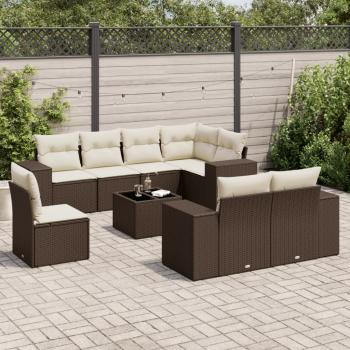 ARDEBO.de - 9-tlg. Garten-Sofagarnitur mit Kissen Braun Poly Rattan