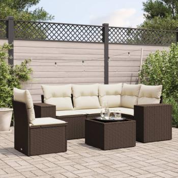 ARDEBO.de - 6-tlg. Garten-Sofagarnitur mit Kissen Braun Poly Rattan
