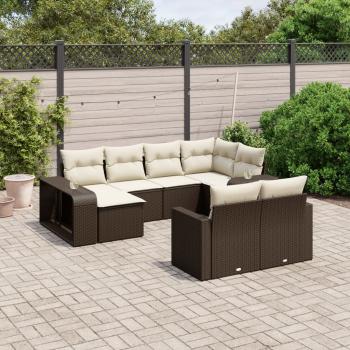 ARDEBO.de - 10-tlg. Garten-Sofagarnitur mit Kissen Braun Poly Rattan