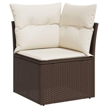 14-tlg. Garten-Sofagarnitur mit Kissen Braun Poly Rattan