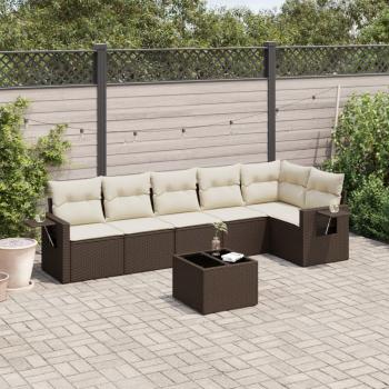 ARDEBO.de - 7-tlg. Garten-Sofagarnitur mit Kissen Braun Poly Rattan