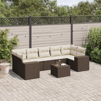 ARDEBO.de - 8-tlg. Garten-Sofagarnitur mit Kissen Braun Poly Rattan
