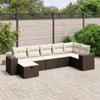 ARDEBO.de - 7-tlg. Garten-Sofagarnitur mit Kissen Braun Poly Rattan