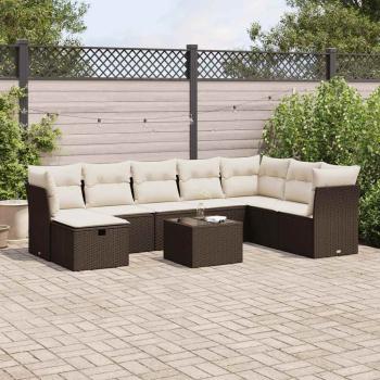ARDEBO.de - 9-tlg. Garten-Sofagarnitur mit Kissen Braun Poly Rattan