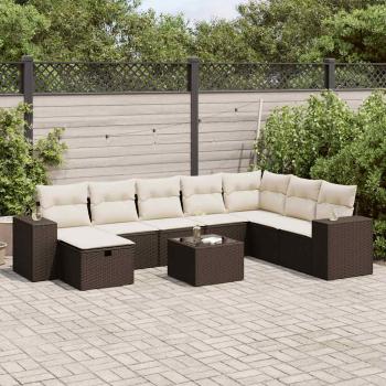 ARDEBO.de - 9-tlg. Garten-Sofagarnitur mit Kissen Braun Poly Rattan